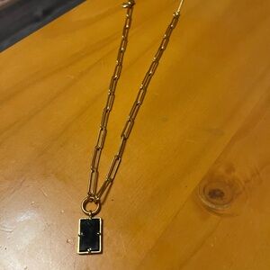 Madewell Gold Necklace with Black Rectangular Pendant